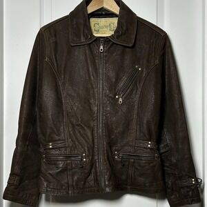 Lloyd Rogers Country Club Vintage 70s Brown Genuine Leather Moto Jacket